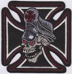 Iron Cross Skull stoffen opstrijk patch embleem #4, Verzenden, Nieuw