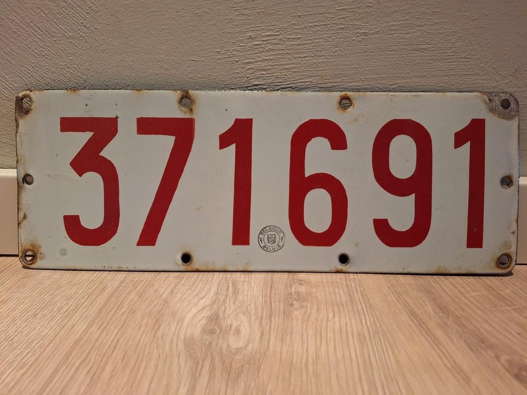 Oude emaille nummerplaat België, Antiek en Kunst, Ophalen