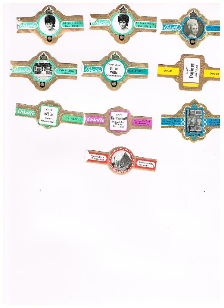 MARQUES DE CIGARES FAISANT LA PUBLICITÉ DE CARAIBE, Envoi, Comme neuf, Bagues de cigare