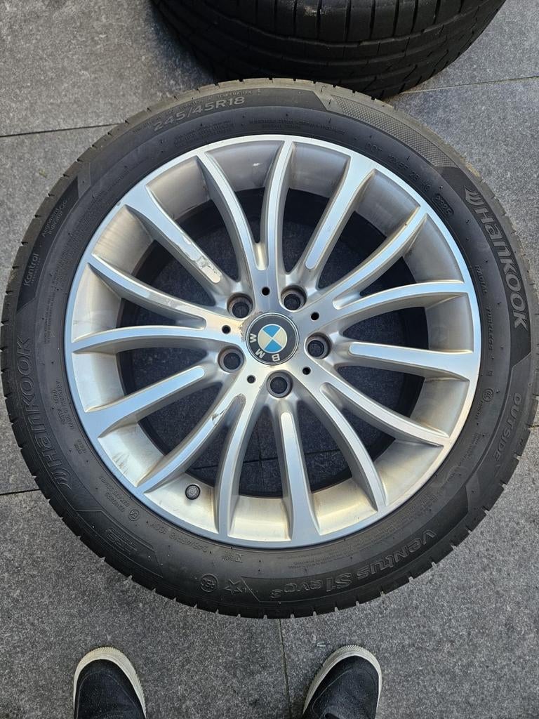 4 Jantes BMW originale avec capteur de pression + 4 pneus, Neuf, Pneus et Jantes, 145 mm, Pneus été