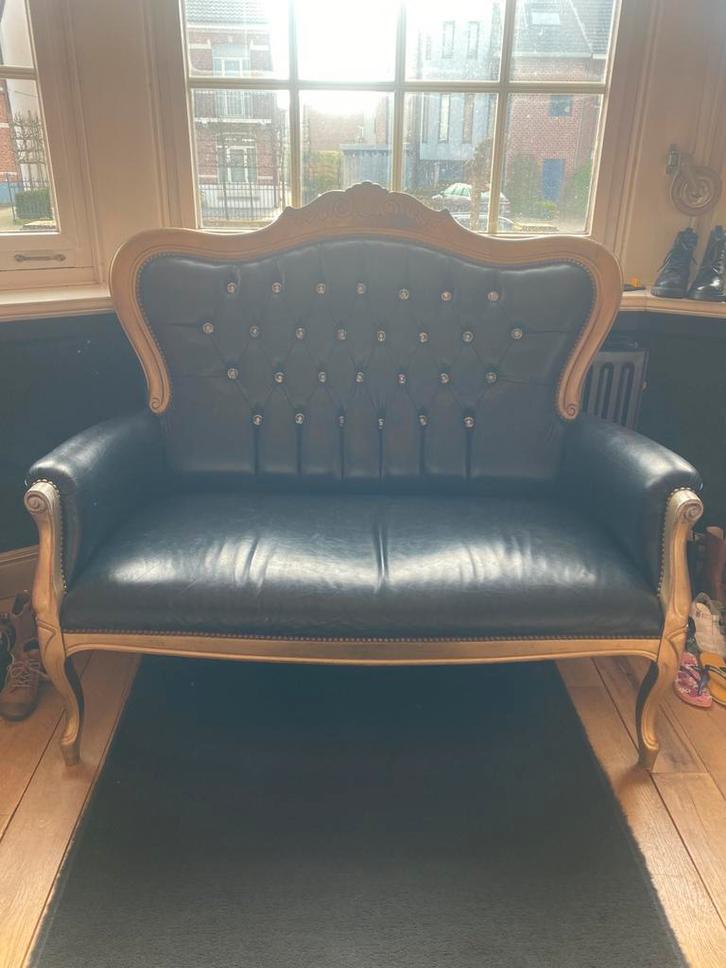 Barok zetel met diamanten zwart met goud frame., Antiquités & Art, Antiquités | Meubles | Chaises & Canapés, Enlèvement