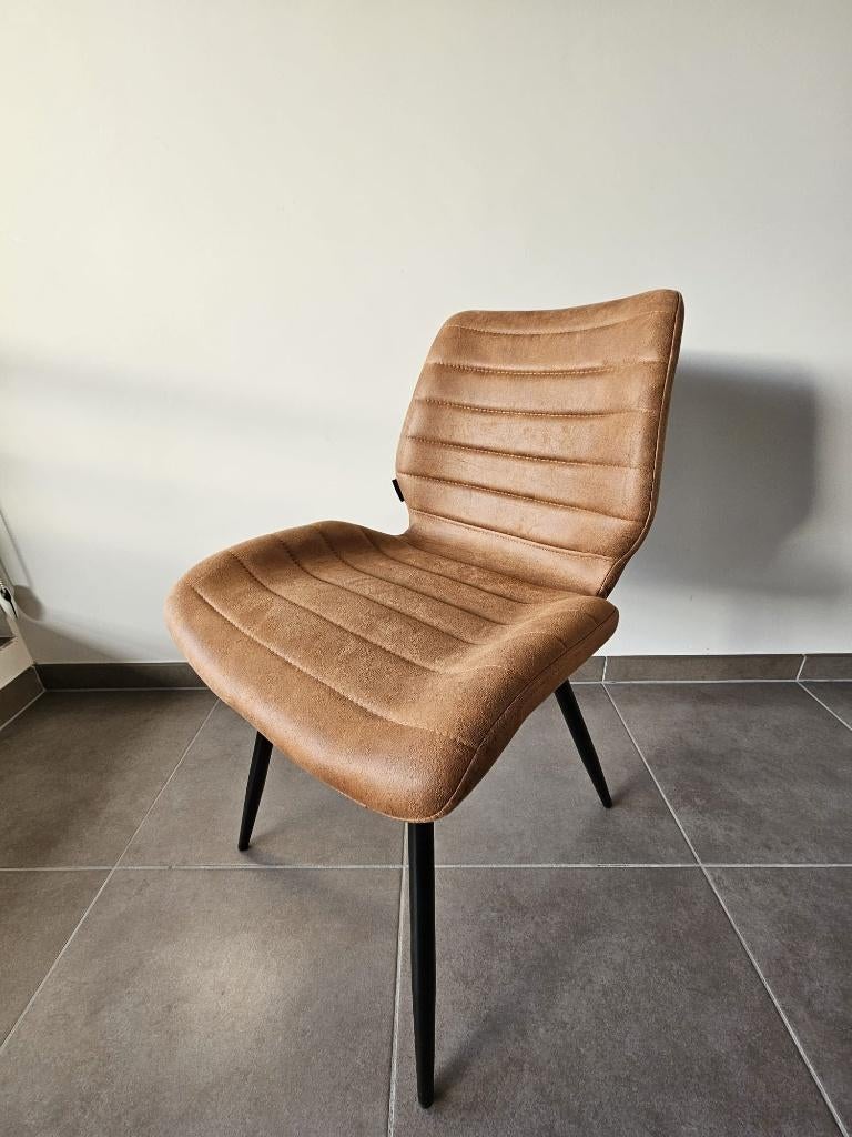 set van 6 industriële eetkamerstoelen Morris in Cognac kleur, Huis en Inrichting, Stoelen, Ophalen, Kunststof, Bruin, Zo goed als nieuw
