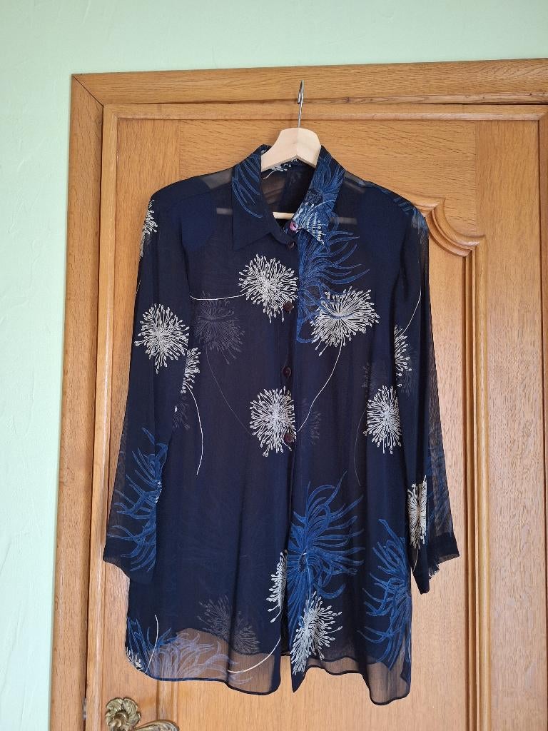 Chemisier bleu nuit à motif (voile) Nitya - taille 40, Kleding | Dames, Blouses en Tunieken, Blauw, Nieuw, Nitya, Ophalen