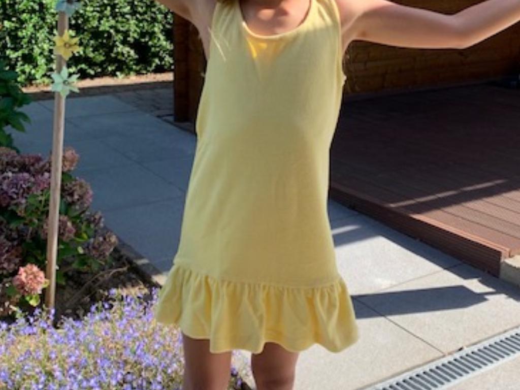 Bain de soleil maat 140/8 jaar. Kleur geel. Merk Shiwi., Enlèvement ou Envoi, Comme neuf