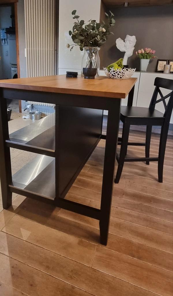 Îlot de cuisine IKEA VADHOLMA — bois de hêtre + étagères en, Maison & Meubles, Cuisine | Éléments de cuisine, Enlèvement