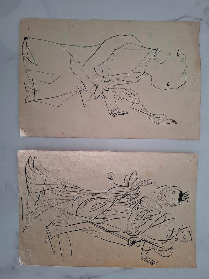 Toegeschreven aan Jean Cocteau (1889-1963) 2 tekeningen, Antiek en Kunst, Kunst | Schilderijen | Klassiek, Ophalen of Verzenden