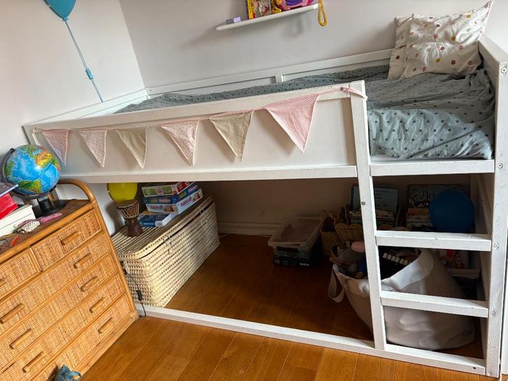 Lit mezzanine mi-hauteur 1 personne, Enfants & Bébés, Chambre d'enfant | Lits superposés & Lits mezzanines, Utilisé, Lit mezzanine