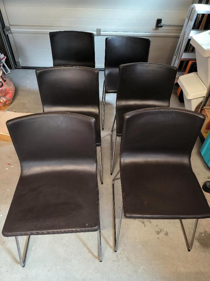 set van 6 Eettafelstoelen, Huis en Inrichting, Stoelen, Gebruikt, Vijf, Zes of meer stoelen, Zwart, Ophalen