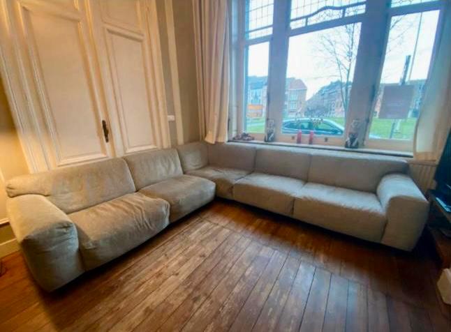 Lichtgrijze hoekzetel – 280x300 cm, Huis en Inrichting, Zetels | Zetels, Ophalen