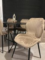 Chaise de salle à manger en daim beige et taupe, Maison & Meubles, Chaises, Enlèvement, Comme neuf