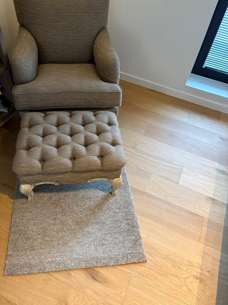 Fauteuil - zetel met poef, Ophalen, Gebruikt, Vintage, 75 tot 100 cm