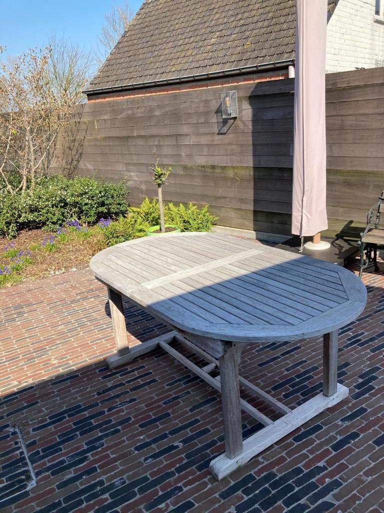 Teak tuinset, Tuin en Terras, Ophalen, Gebruikt, 6 zitplaatsen, Teakhout