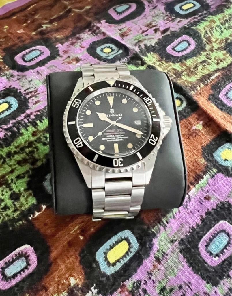 Steinhart Ocean One Vintage Red – Automatique – Full set, Enlèvement ou Envoi, Comme neuf, Acier, Acier