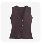 Haut col en V femme , brun neuf, Kleding | Dames, Bodywarmers, Ophalen, Nieuw, Maat 36 (S), Bruin