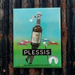 Frans Reclamebord PLESSIS Pineau Wijn Jaren60 Vintage Metaal, Verzenden, Gebruikt, Reclamebord