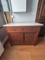 Oud houten dressoir / kast met marmeren blad, Ophalen