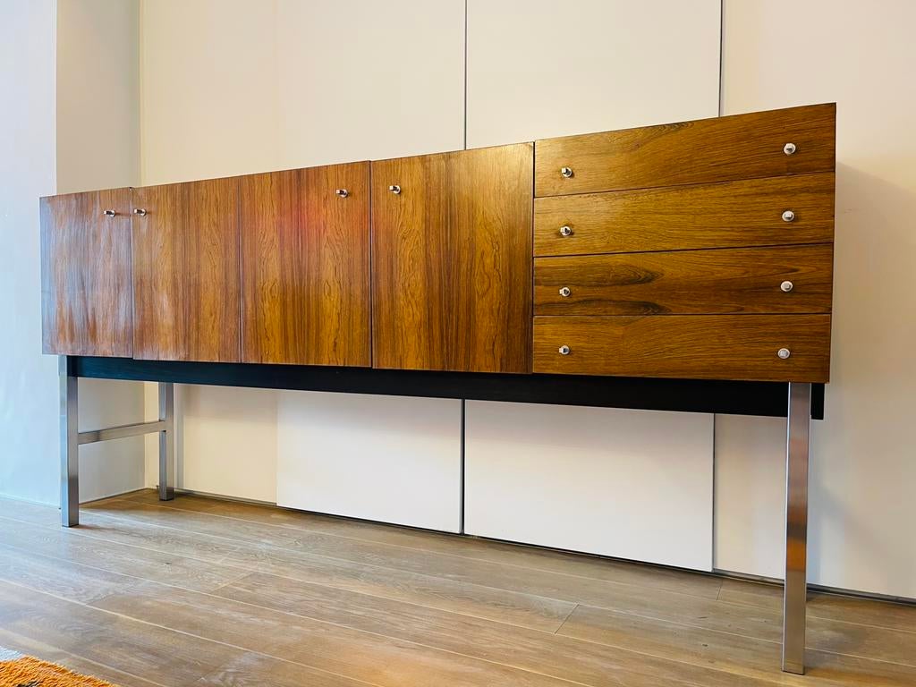 Ensemble de commodes vintage en bois de rose (Mutering), Métal, Avec tablette(s), 200 à 250 cm, Comme neuf