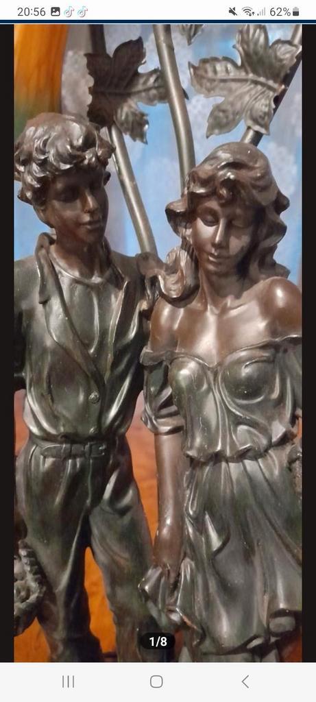 éclairage romantique ornementale art deco, Antiquités & Art, Art | Sculptures & Bois, Métal, Homme, Art deco, Vert, Enlèvement ou Envoi