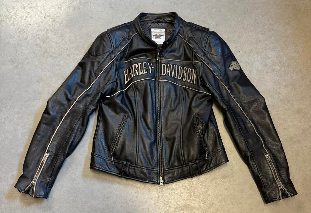 Veste en cuir noir Harley Davidson pour femme taille M, Enlèvement, Seconde main, Femmes, Manteau | cuir