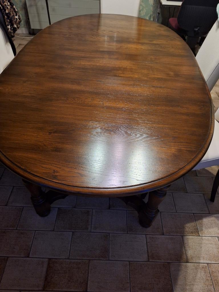 Ovale eettafel in massief franse eik, Ophalen