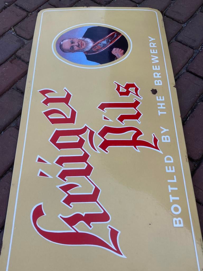 Kruger Pils emaille 1953, Ophalen of Verzenden, Zo goed als nieuw, Reclamebord