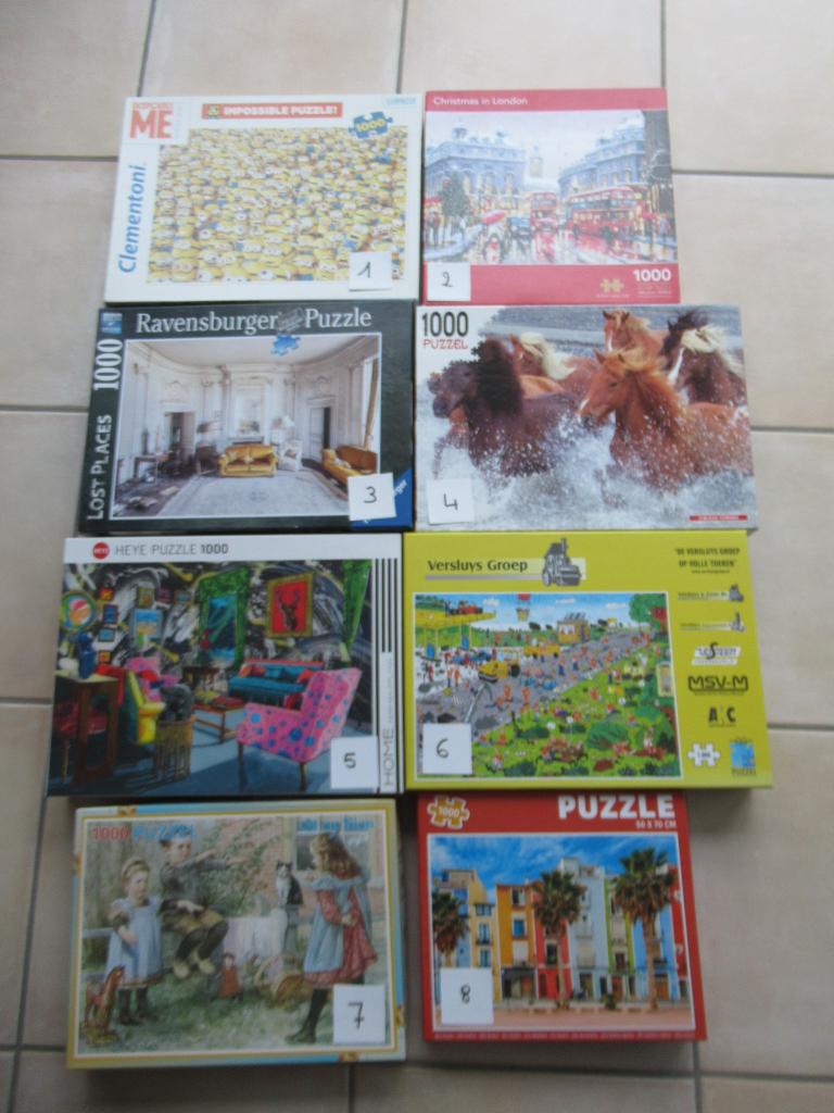 Verschillende volledige leuke puzzels van 1000 stukjes, zgan, Hobby & Loisirs créatifs, Sport cérébral & Puzzles, Enlèvement, 500 à 1500 pièces