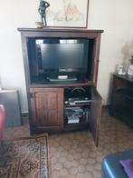 massief eikenhouten televisie- of mediakast, Huis en Inrichting, Kasten | Dressoirs, Ophalen, Gebruikt, 100 tot 150 cm, Eikenhout