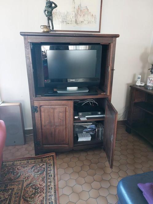 massief eikenhouten televisie- of mediakast, Huis en Inrichting, Kasten | Dressoirs, Gebruikt, 100 tot 150 cm, 50 tot 75 cm, Met deur(en)