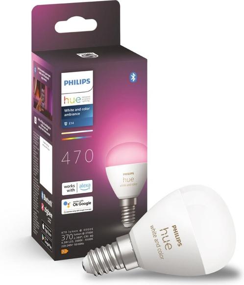 Philips Hue kogellamp - wit en gekleurd licht - 1-pack - E14, Maison & Meubles, Lampes | Lampes en vrac, Neuf, Ampoule LED, Moins de 30 watts