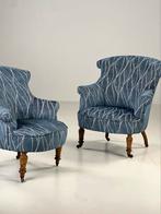 Franse fauteuil Bergère antiek blauw, Antiek en Kunst, Ophalen of Verzenden