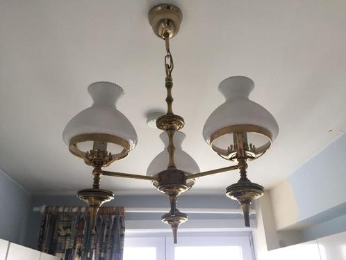 Gouden kroonluchter met 3 takken, Huis en Inrichting, Lampen | Kroonluchters, Zo goed als nieuw, Overige materialen, Ophalen