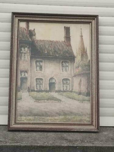 aquarelle signe georges lammers, Antiek en Kunst, Kunst | Schilderijen | Klassiek, Ophalen of Verzenden