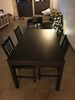 Keukentafel + stoelen + salontafel zwartbruin IKEA, Huis en Inrichting, Tafels | Eettafels, Ophalen