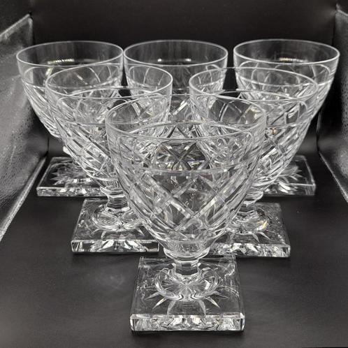 6 grands et anciens verres du Val Saint Lambert. Tous signés, Antiek en Kunst, Antiek | Glaswerk en Kristal, Ophalen