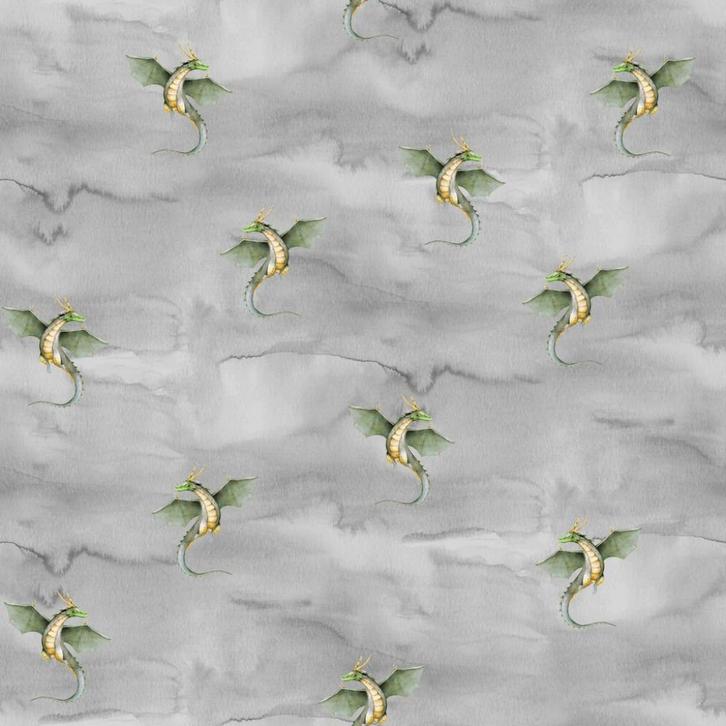 Jersey digital stof dragon, grey., Hobby en Vrije tijd, Stoffen en Lappen, Nieuw, Katoen, 120 cm of meer, 200 cm of meer, Ophalen of Verzenden