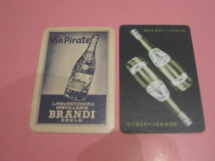 2 oude speelkaarten  likeurstokerij Brandi , Eeklo (192), Verzamelen, Speelkaarten, Jokers en Kwartetten, Zo goed als nieuw, Speelkaart(en)