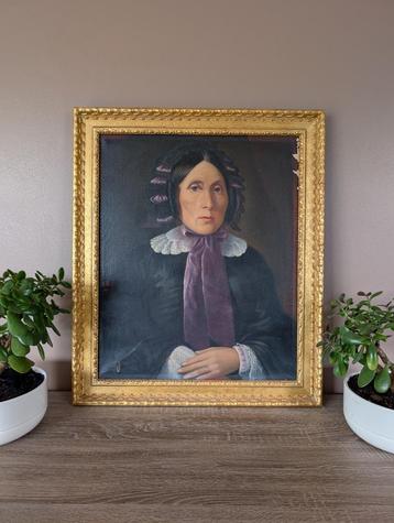Portrait sur toile Peinture signée 1858 style Louis XIV XVI beschikbaar voor biedingen