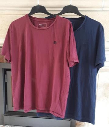 2x Heren Tshirt KM-Tom Tailor-effen-XXL-blauw/bordeaux