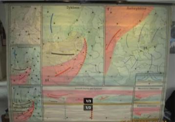 Mooie Retro Schoolkaart - Druk Temp Wind in West-Europa beschikbaar voor biedingen