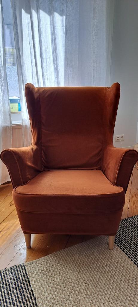 Ikea Stradmond + repose-pieds + Housse BEMZ, Huis en Inrichting, Fauteuils, Zo goed als nieuw, Ophalen
