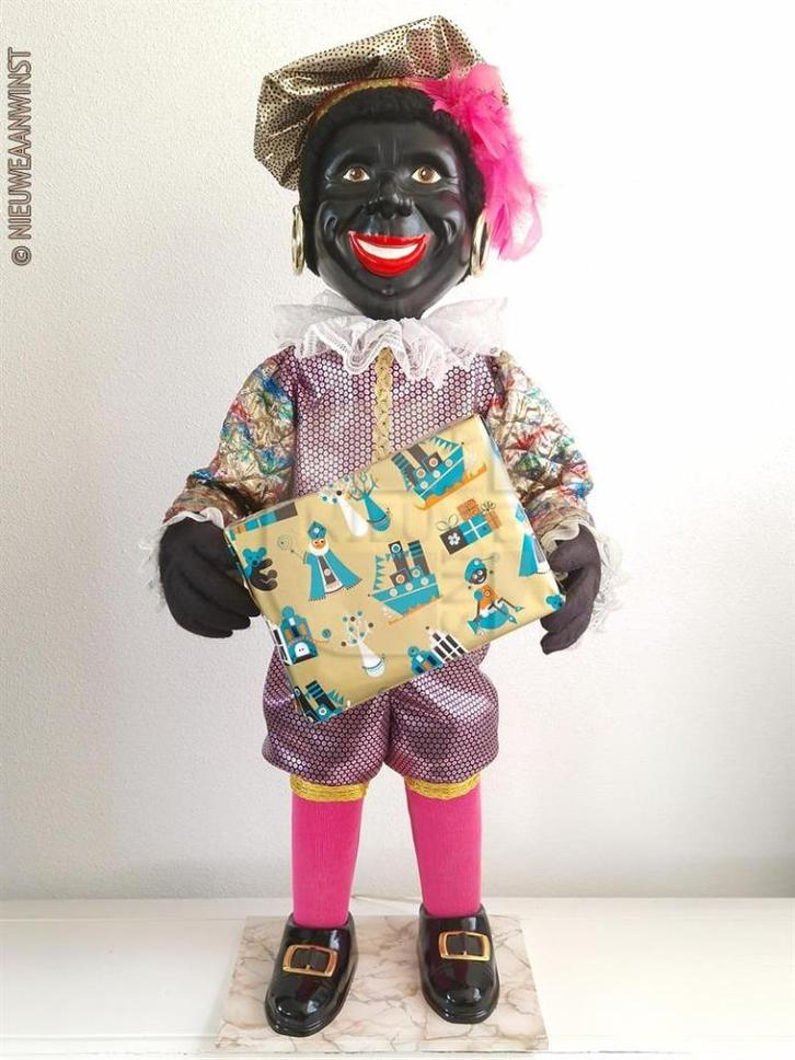 Vintage mechanisch draaiende etalage zwarte piet pop - 90 cm, Diversen, Sinterklaas, Verzenden