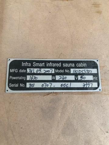 Infra smart infraroodcabine, 1670 watt model 110 d