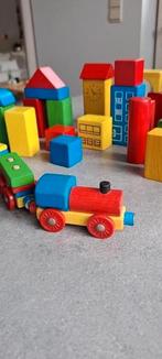 Houten bouwblokken, Kinderen en Baby's, Speelgoed | Bouwstenen, Ophalen, Zo goed als nieuw