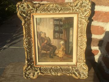 Olie/paneel-afm:19,00x15,5/28,5x25cm met kader. beschikbaar voor biedingen