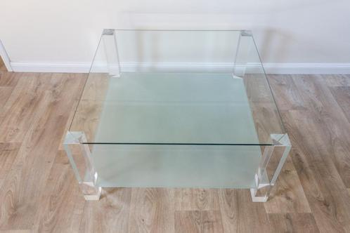 BOR Design The Hague Salontafel – Glas & Matglas – 80x80x40, Huis en Inrichting, Tafels | Salontafels, Zo goed als nieuw, Minder dan 50 cm