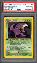 Crobat Holo 1st Edition PSA 8 - 4/64 - Neo Revelation 2001, Hobby en Vrije tijd, Verzamelkaartspellen | Pokémon, Ophalen of Verzenden