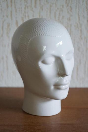 vintage wit keramisch hoofd