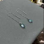 Boucles d'oreilles en argent 925 avec topaze naturelle, Neuf, Enlèvement ou Envoi, Avec pierre précieuse, Bleu