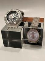2 montres Swatch vintage : Irony Scuba 200 + Skin SFK118, Enlèvement ou Envoi, Utilisé, Argent, Android