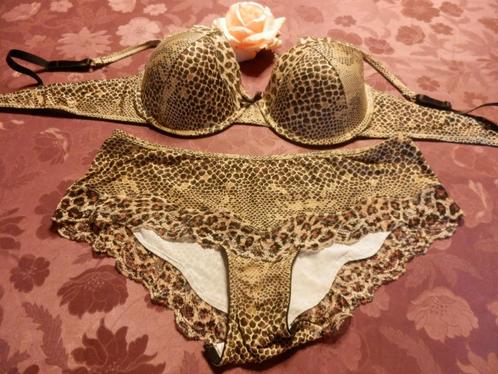 (63) -ensemble femme t.100C brun - piege lingerie -, Kleding | Dames, Ondergoed en Lingerie, Setje, Bruin, Ophalen of Verzenden